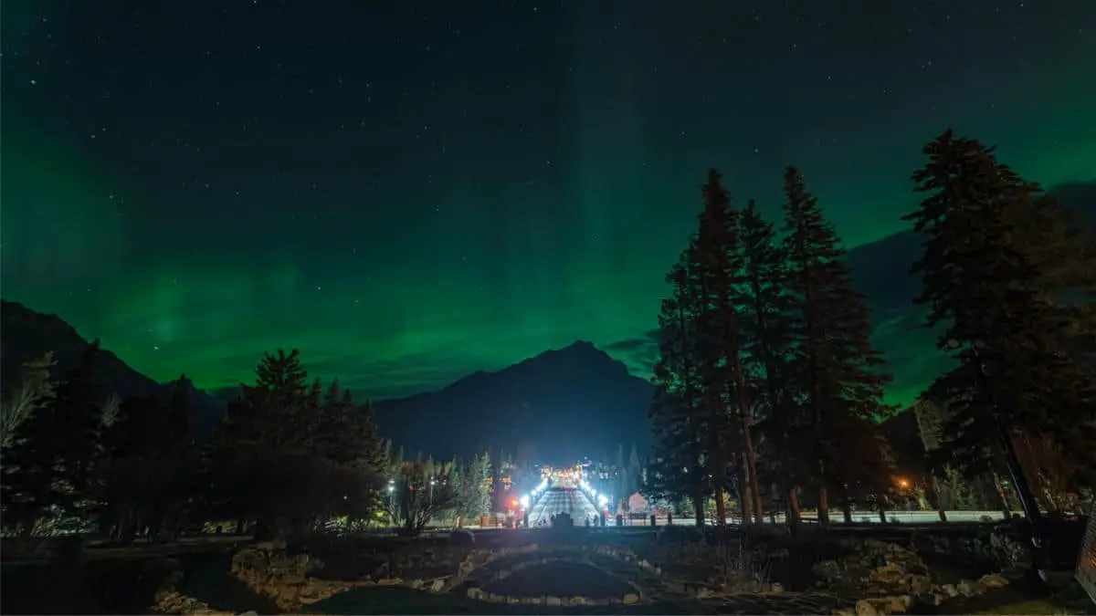 Northern Lights Over Banff Town