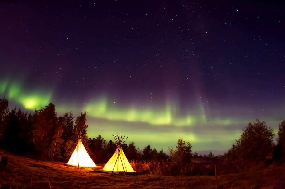 Teepees under the Northern Lights