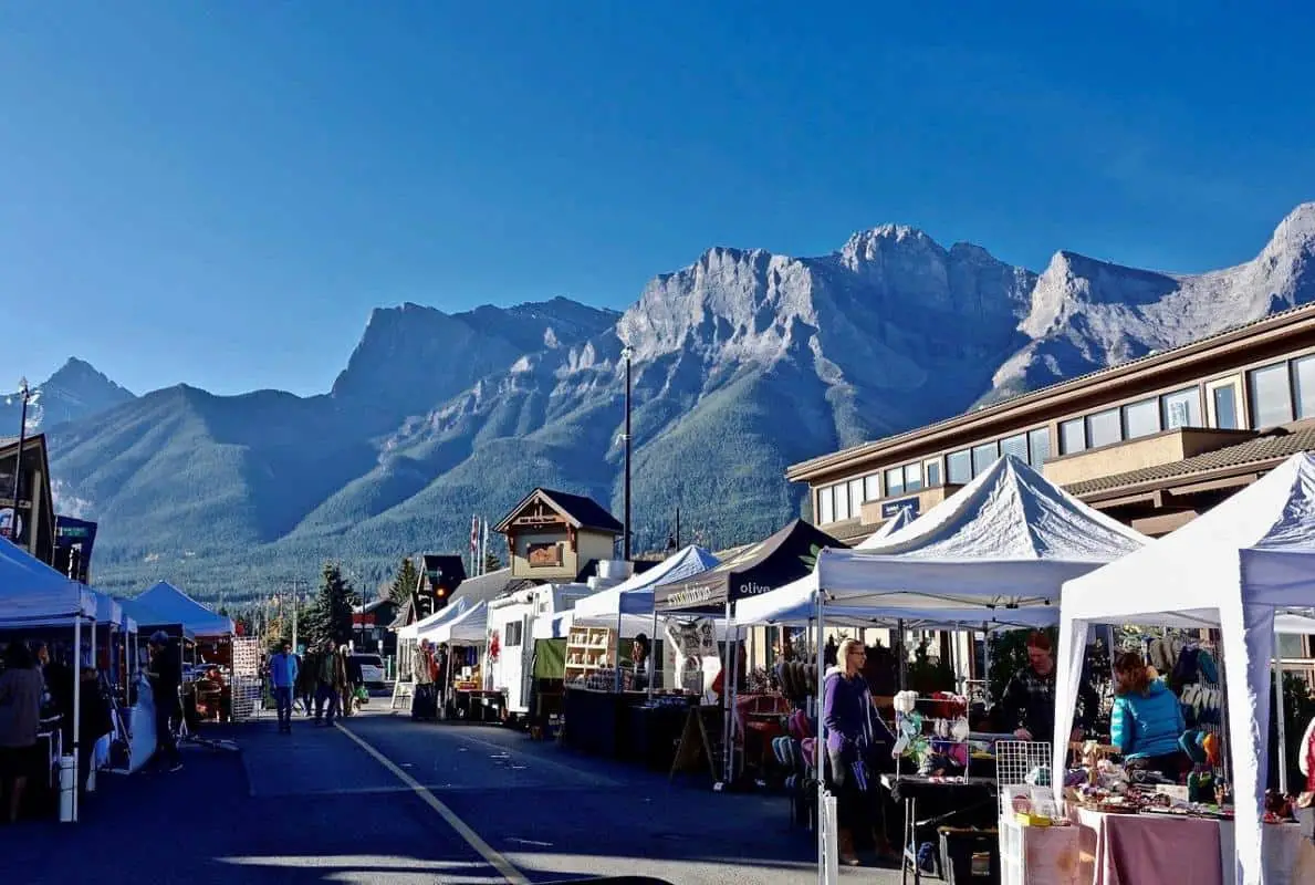 The Canmore Mountain Market in downtown Canmore.