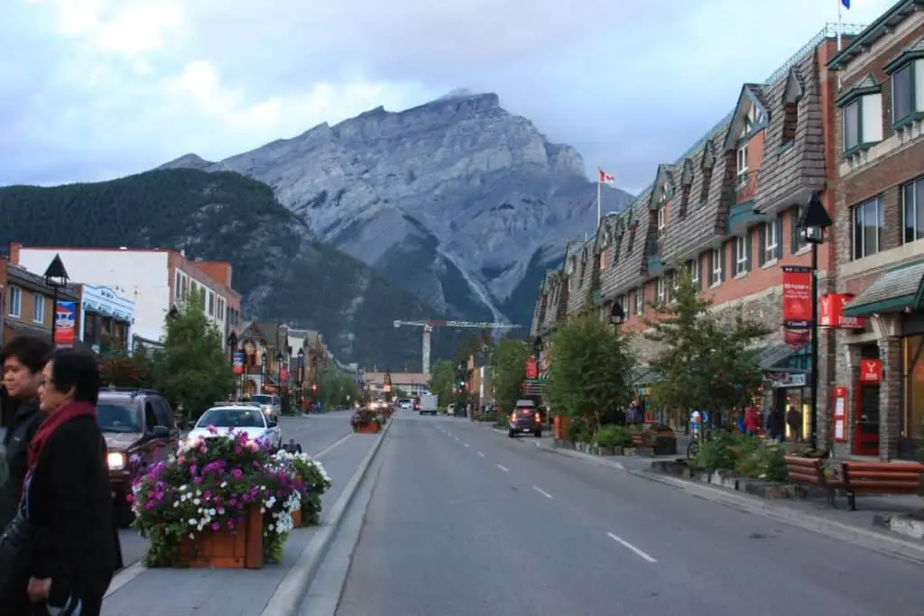 Banff Avenue in Banff in summer
