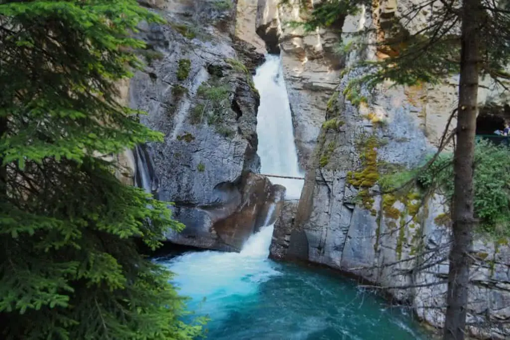 Waterfall in Johnston Canyon in Banff