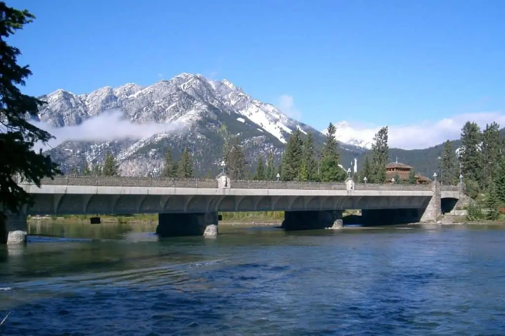 Mount Norquay towering above the Bow River in Banff
