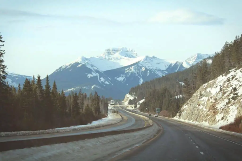 The Trans-Canada Highway near Banff in winter