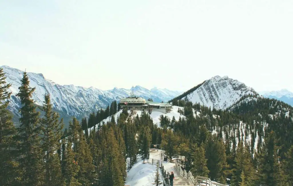 Sulphur Mountain in Banff covered in snow