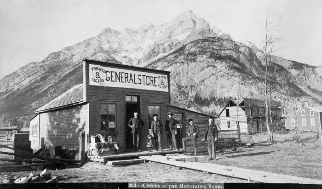 General store of A. Ferland and Company, Banff, Alberta, [ca. 1880s], (CU187397) by Bingham, F. V.. Courtesy of Libraries and Cultural Resources Digital Collections, University of Calgary