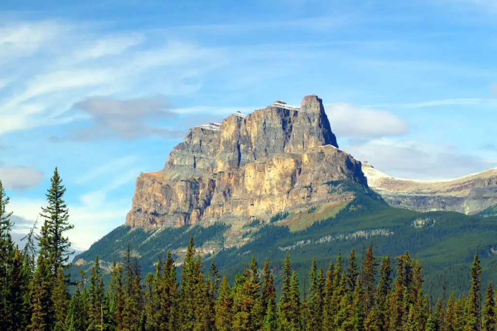 View on Castle Mountain in Banff from the Bow Valley Parkway