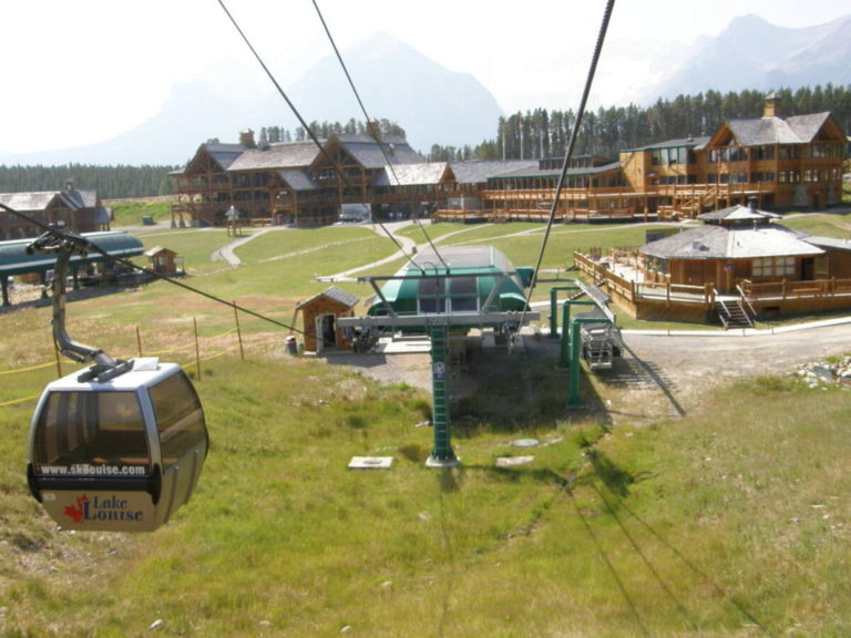 The Lake Louise sightseeing gondola just after departing from the lower terminal