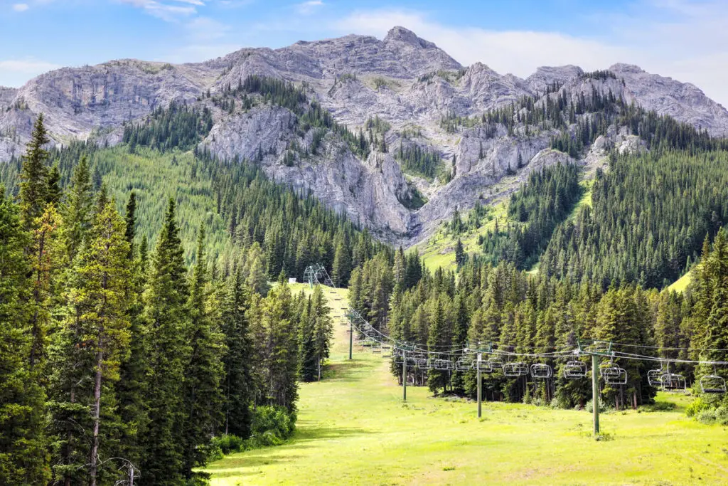 The Mount Norquay Chairlift takes tourists to the observation deck on  in summer