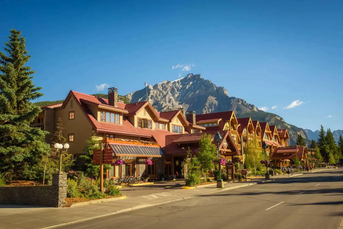 Hotel on Banff Avenue in Banff. Hotels are one of the biggest employers in Banff