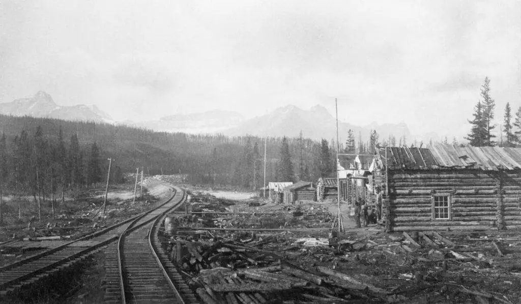 The railroad in Laggan, Alberta ca. 1884 - 1886