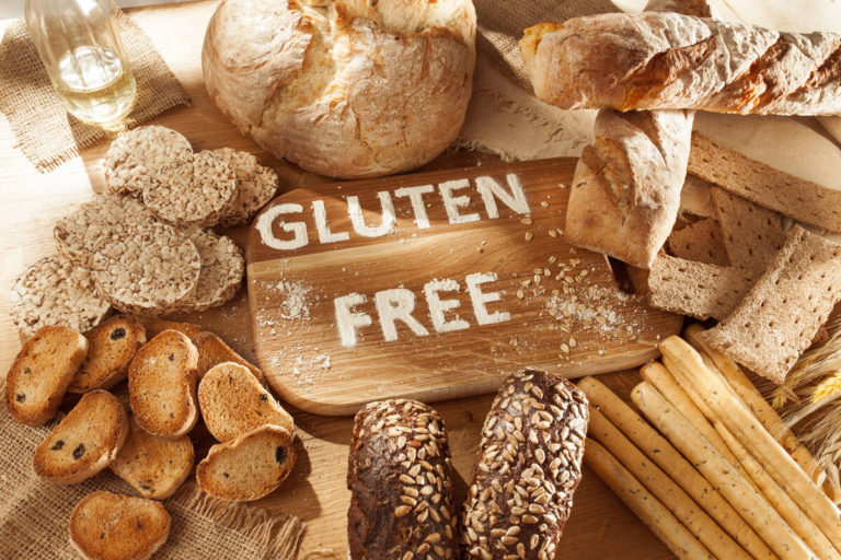 Gluten free bread on a cutting board in a kitchen in Banff National Park