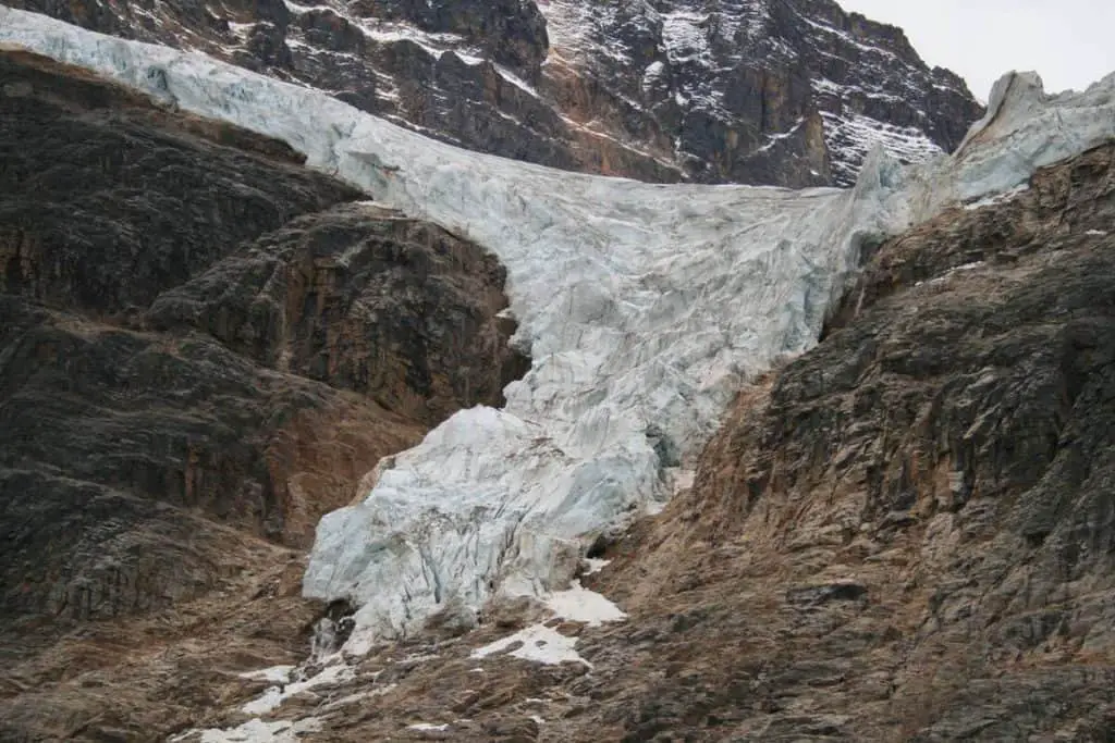 Close up of the Crowfoot Glacier near Bow Lake in Banff National Park