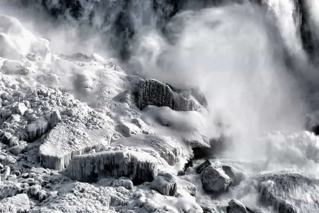 An avalanche comes thundering down from a mountain in Banff