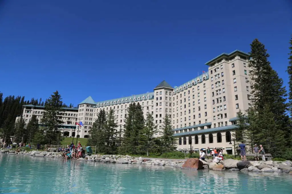 Chateau Lake Louise on the lakeshore of Lake Louise in Banff National Park