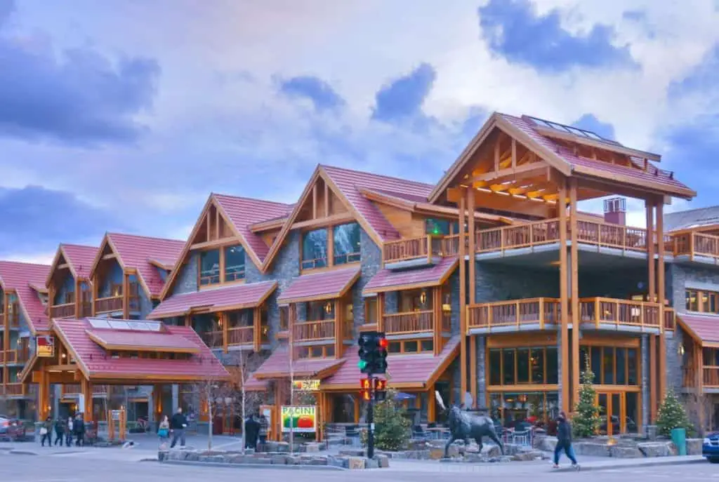 The exterior of the Moose Hotel and Suites on Banff Avenue
