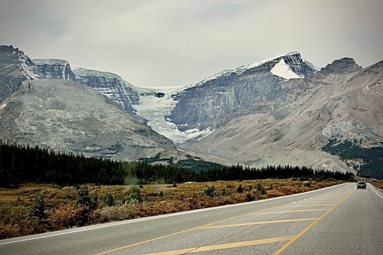 The Athabasca Glacier at the Columbia Icefield seen from the Icefields Parkway