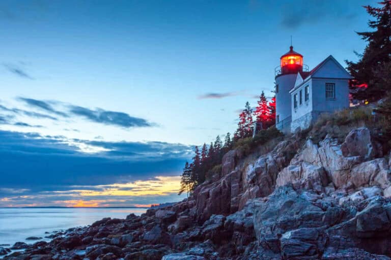 The lighthouse at Bass Harbor in Acadia national park.