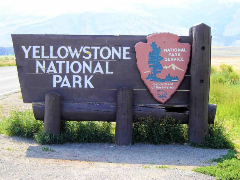 Yellowstone National Park signpost.